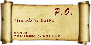 Pinczés Opika névjegykártya
